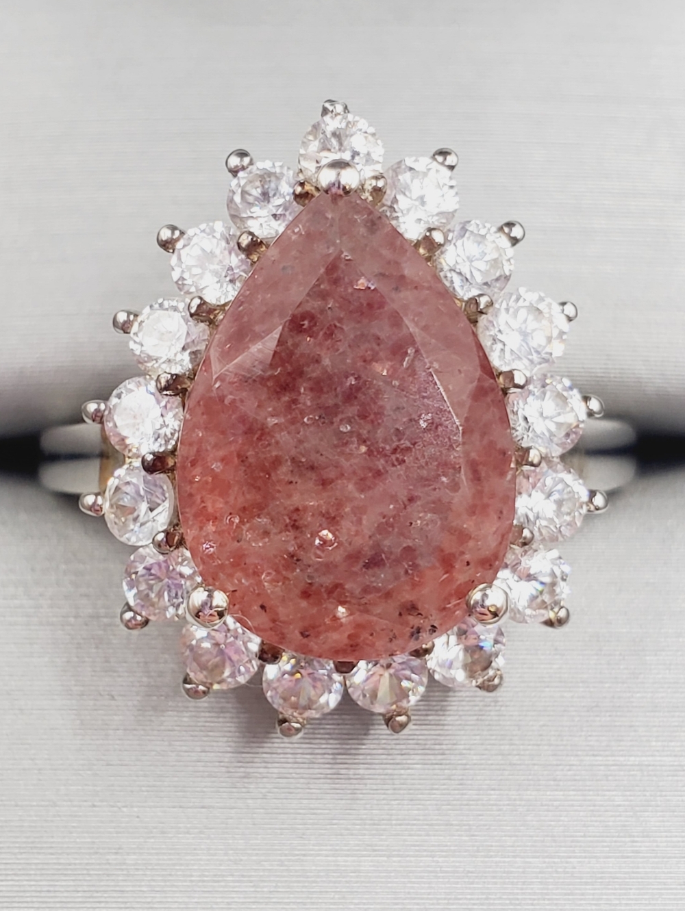 6 Carat Tanzanian Natronite & White Zircon Platinum | 925 Silver Silver Ring